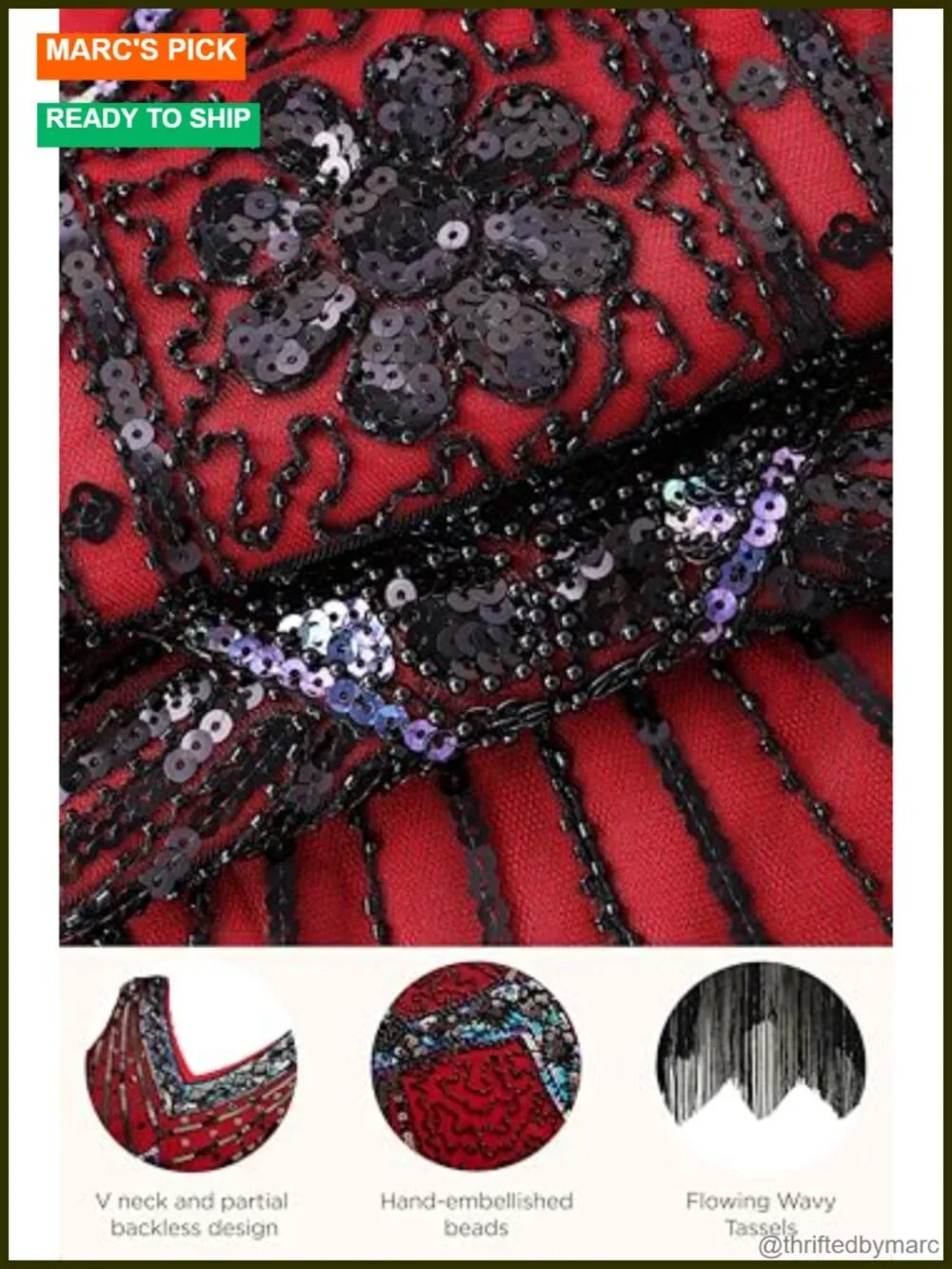 Plus Size 1920s Flapper Dress with Fringe, Sequin, V-Neck, Zipper